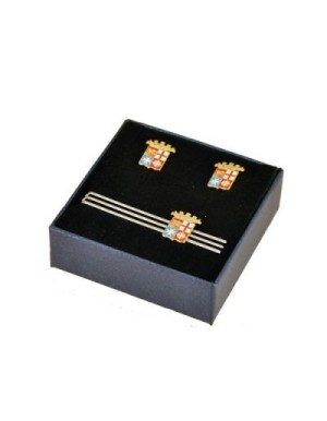 SET GEMELLI LOGO MARINA MILITARE E FERMACRAVATTA MM