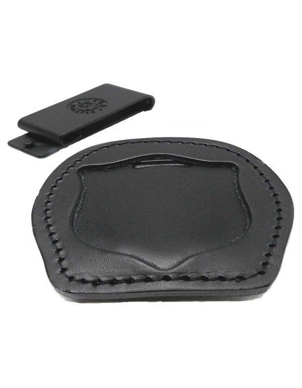 Portaplacca in cuoio con clip Polizia Operativa