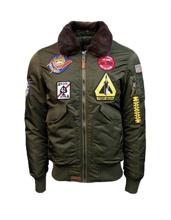 GIUBBINO BOMBER TOP GUN AIR FORCE C/PELLICCIA...
