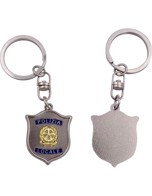 Portachiavi metallo Placca Polizia Locale