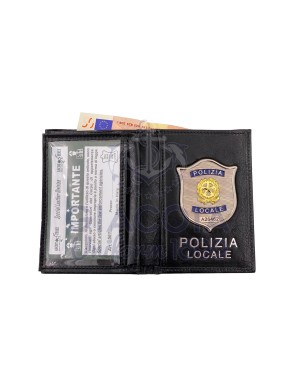 Portafoglio Apertura Libro Pelle Portadocumenti POLIZIA LOCALE Modello Plus Ascot Italy Art. 561-AS45