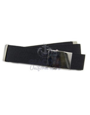 Cintura Nera Canapa Fibbia Liscia Cromata