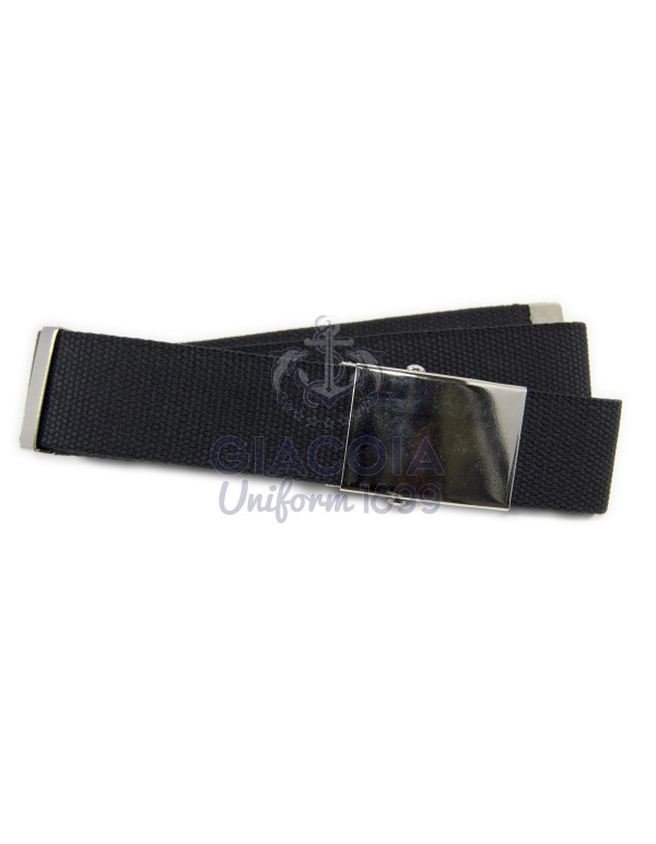 Cintura Nera Canapa Fibbia Liscia Cromata